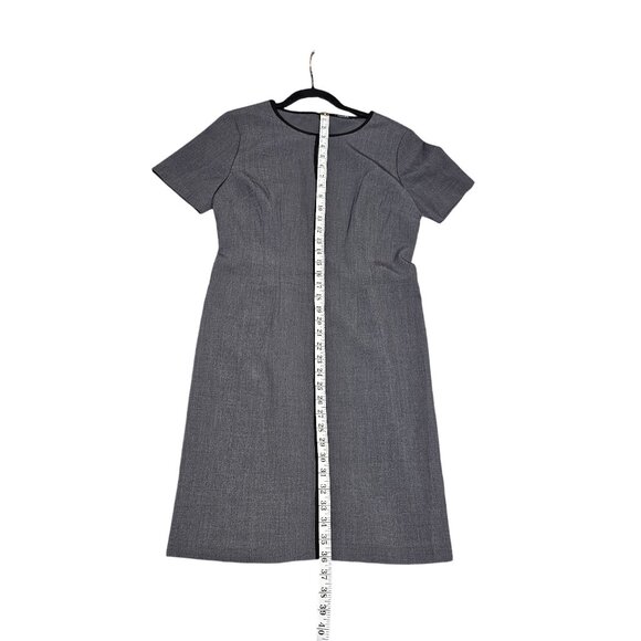 Elie Tahari Gray Sheath Dress Womens Size 8 Short Sleeve Polyester Blend Back Zi - Picture 9 of 12
